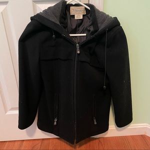 St John’s Bay black coat, women’s size small petite, great condition